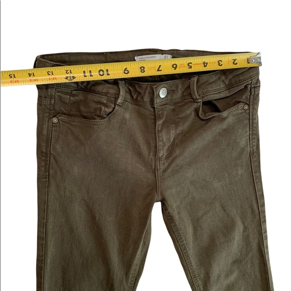 Zara Trafaluc Denim Makers Olive Green Long Pants Size 28 - Picture 7 of 17
